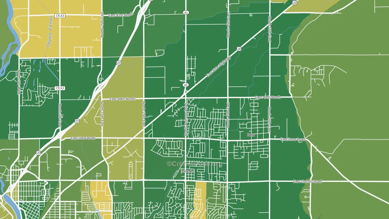Beachs Corner, ID Map of Arson Rates
