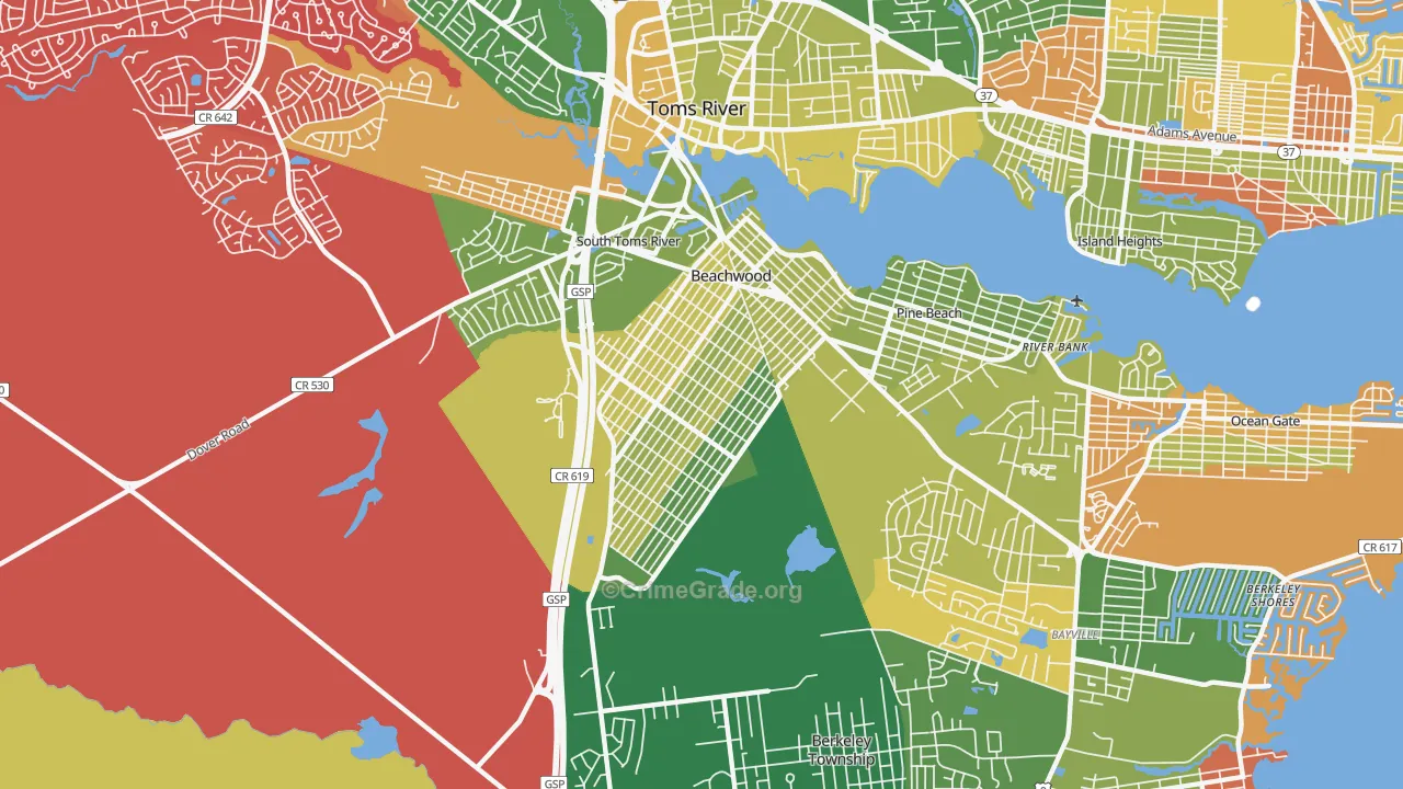 Beachwood, NJ Map of Arson Rates