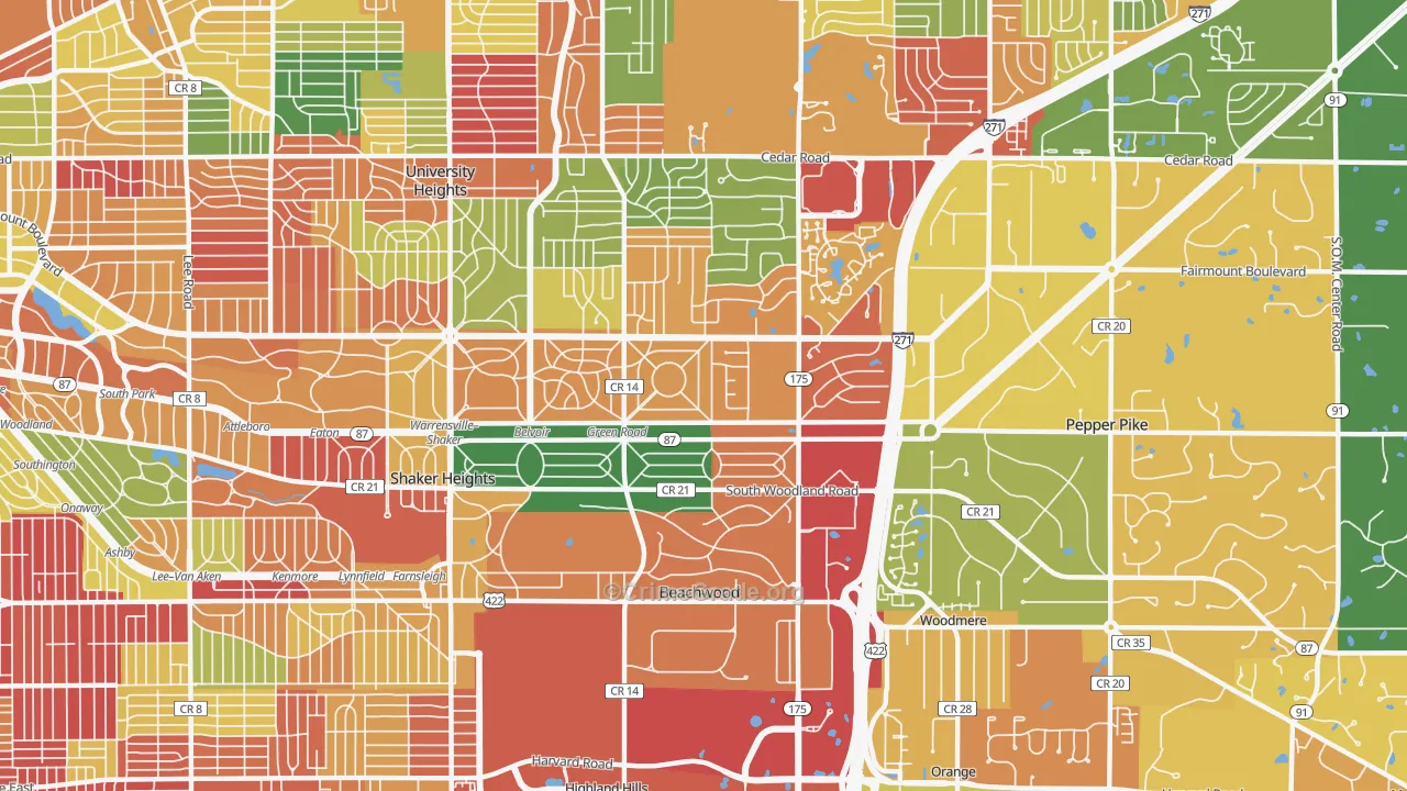 Beachwood, OH Map of Arson Rates