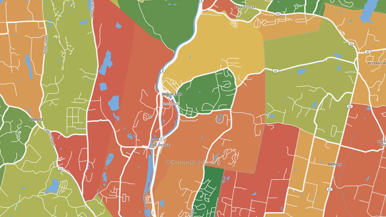 Beacon Falls, CT Map of Arson Rates