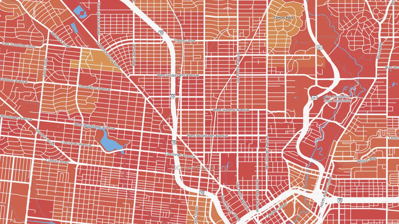 Beacon Hill, San Antonio, TX Map of Arson Rates