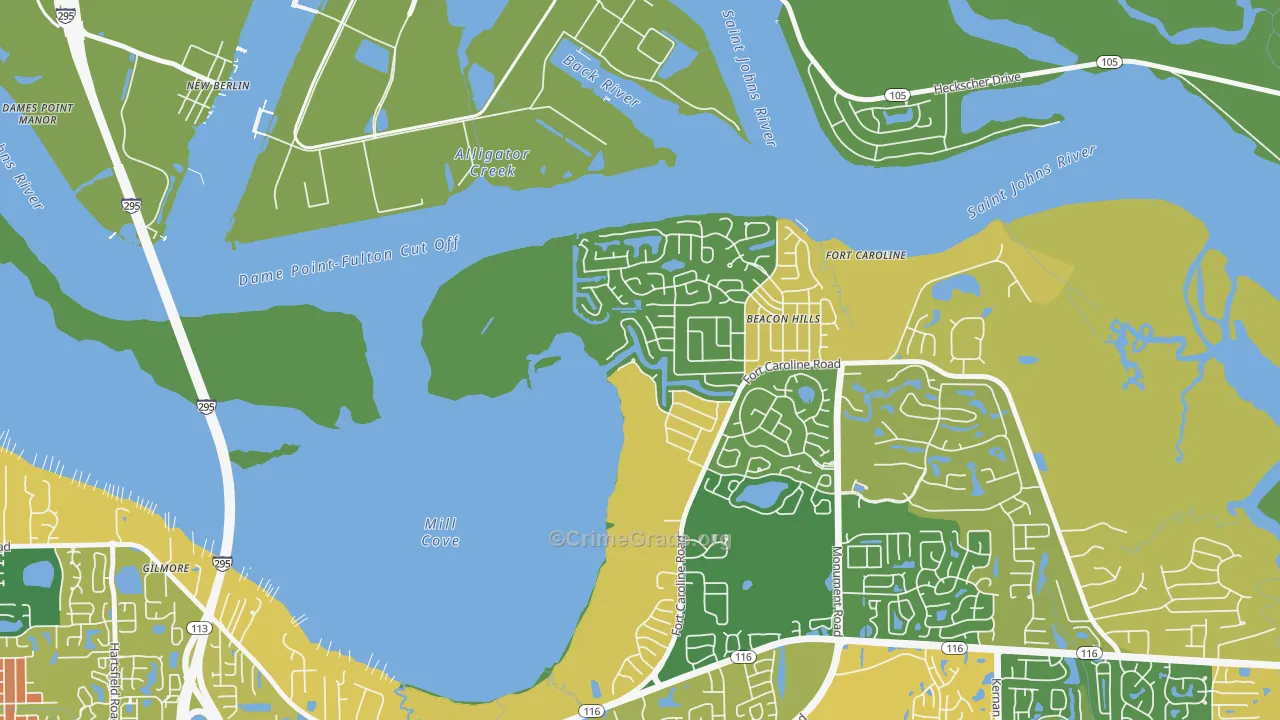 Beacon Hills and Harbour, Jacksonville, FL Map of Arson Rates