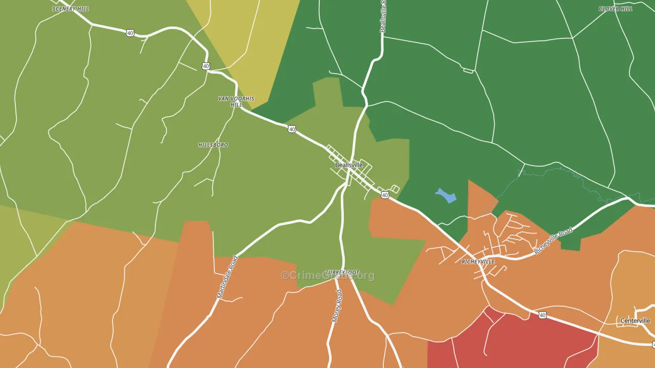 Beallsville, PA Map of Arson Rates