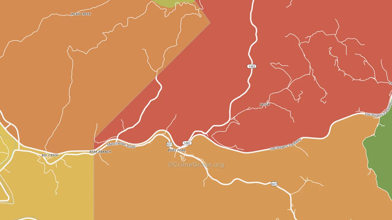 Bear Branch, KY Map of Arson Rates
