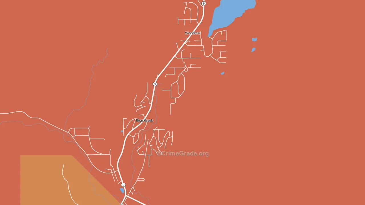 Bear Creek, AK Map of Arson Rates