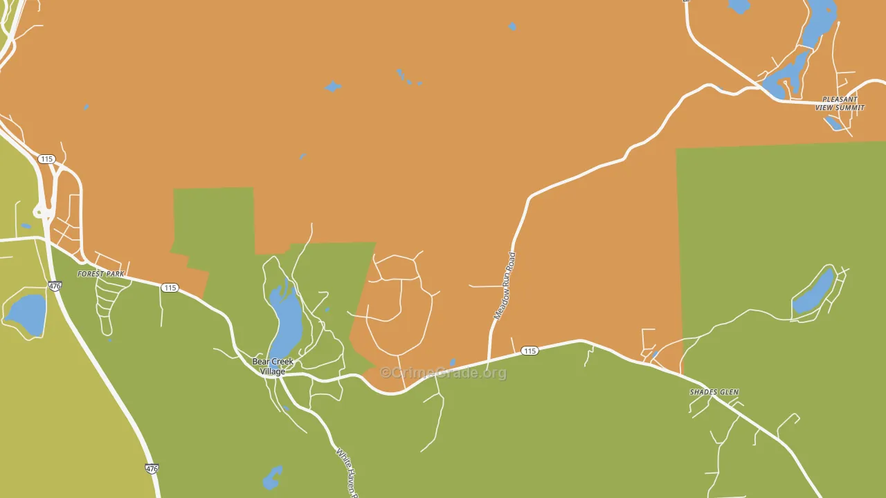 Bear Creek, PA Map of Arson Rates