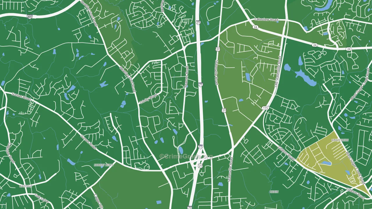 Beatties Ford-Trinity, Charlotte, NC Map of Arson Rates