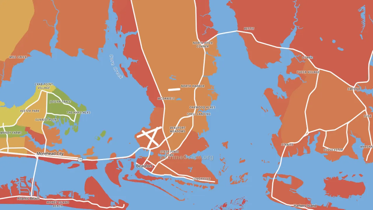 Beaufort, NC Map of Arson Rates