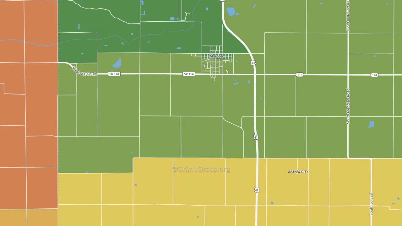 Beaver City, IN Map of Arson Rates