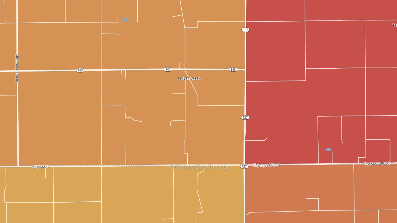Beaver Creek, IL Map of Arson Rates