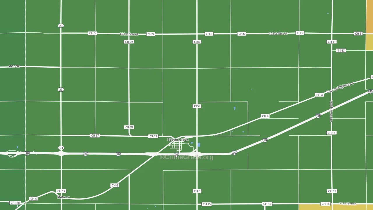 Beaver Creek, MN Map of Arson Rates