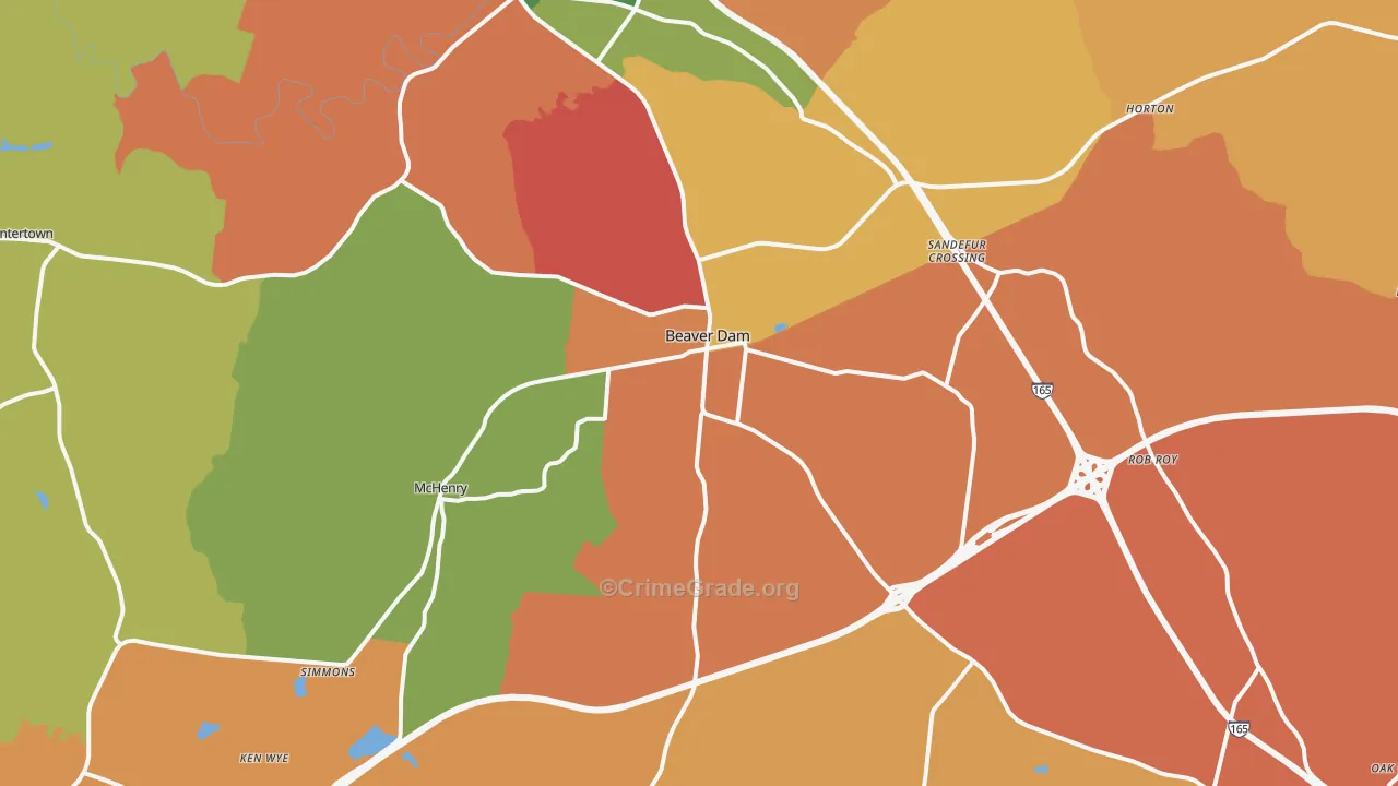 Beaver Dam, KY Map of Arson Rates