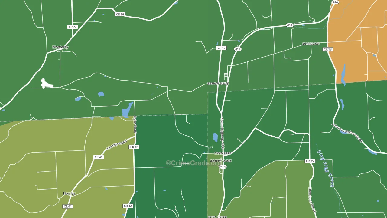 Beaver Dams, NY Map of Arson Rates