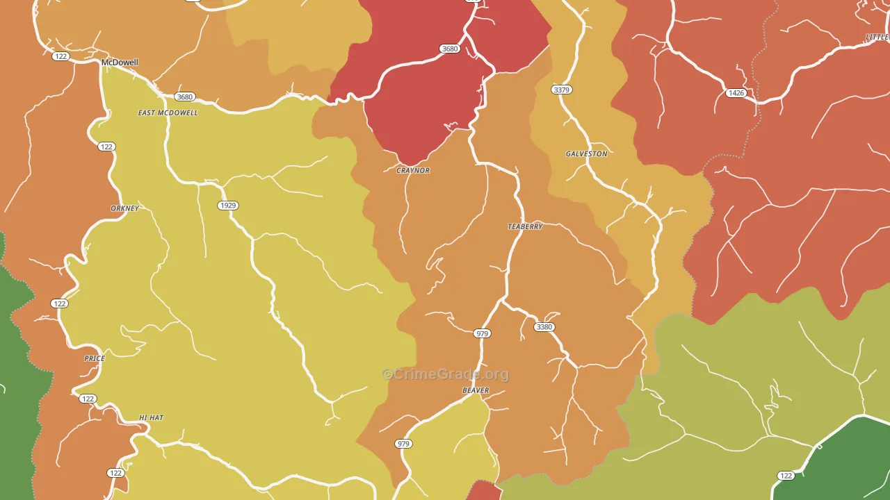 Beaver, KY Map of Arson Rates