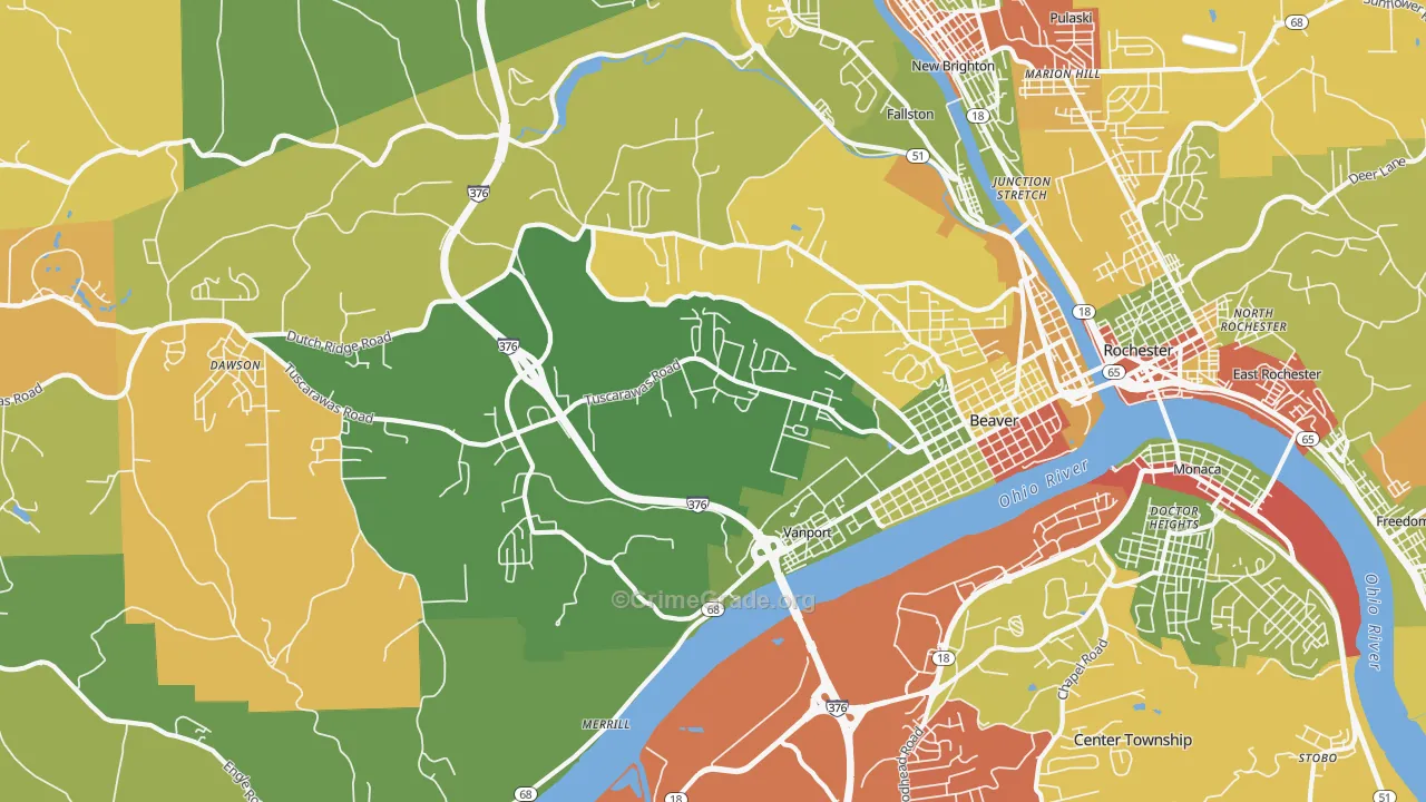 Beaver, PA Map of Arson Rates