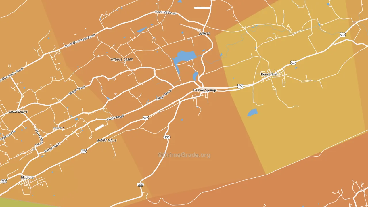 Beaver Springs, PA Map of Arson Rates