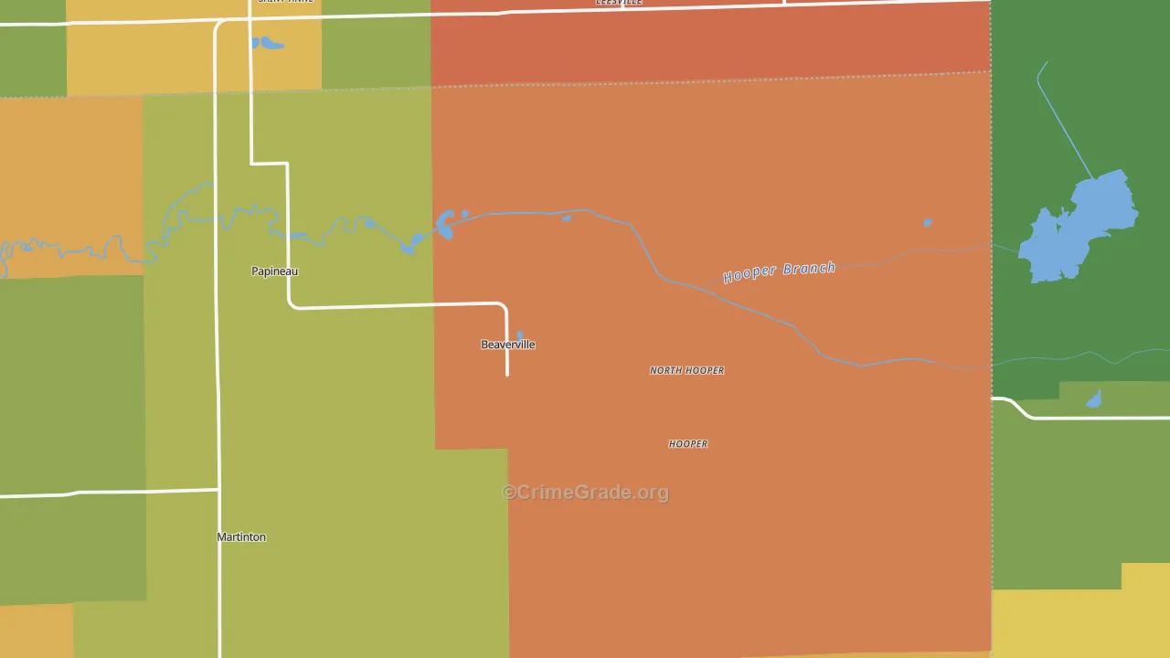Beaverville, IL Map of Arson Rates