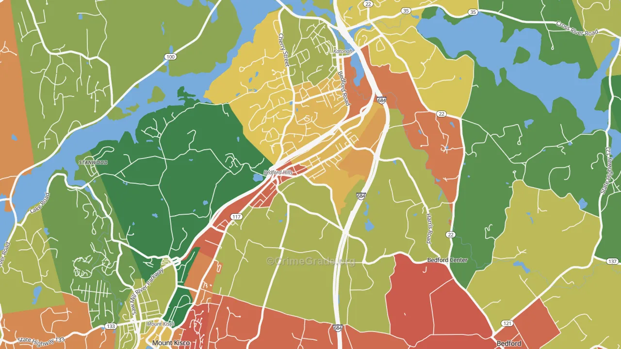 Bedford Hills, NY Map of Arson Rates