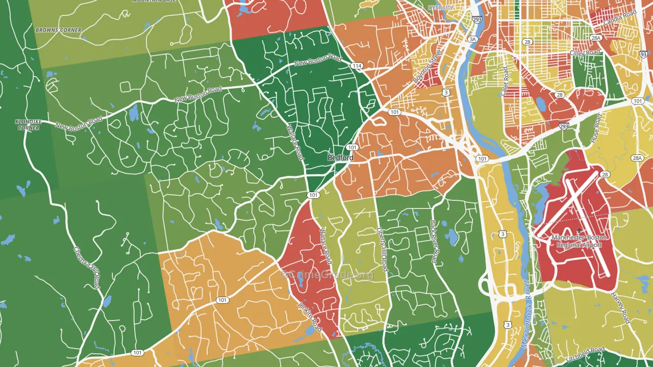 Bedford, NH Map of Arson Rates