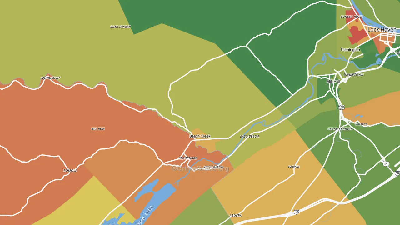 Beech Creek, PA Map of Arson Rates