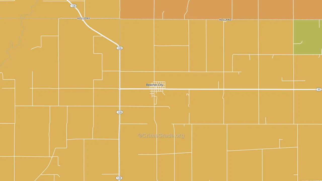 Beecher City, IL Map of Arson Rates