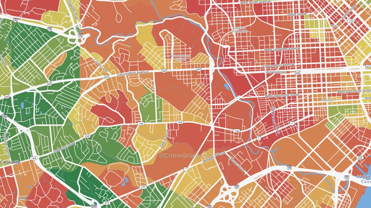 Beechfielf-Irvington Area, Baltimore, MD Map of Arson Rates