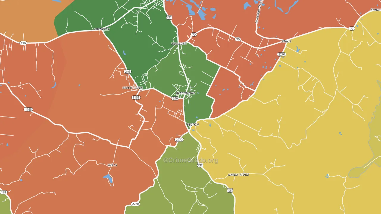 Beechmont, KY Map of Arson Rates