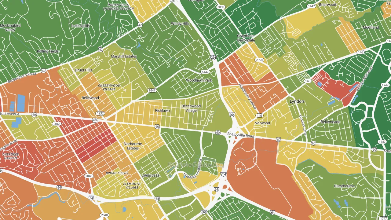Beechwood Village, KY Map of Arson Rates
