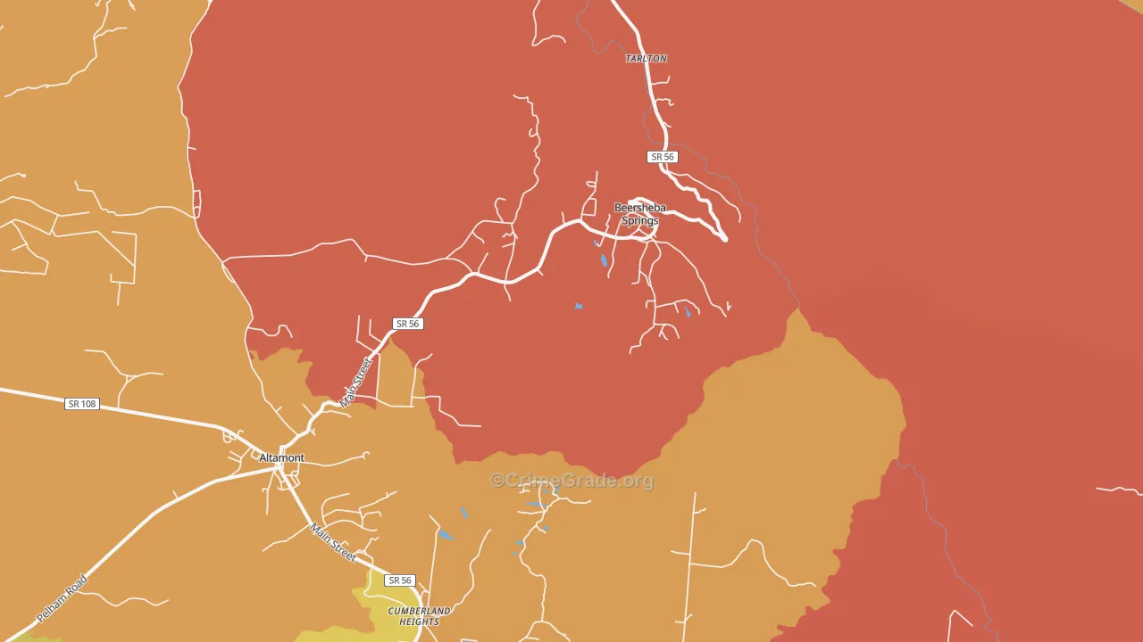 Beersheba Springs, TN Map of Arson Rates