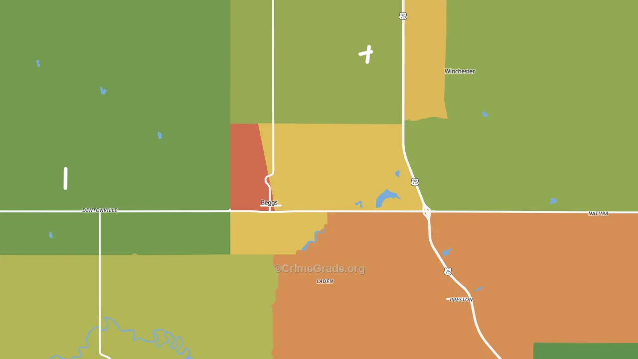 Beggs, OK Map of Arson Rates