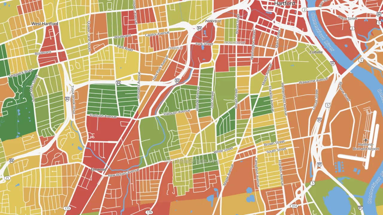 Behind The Rocks, Hartford, CT Map of Arson Rates