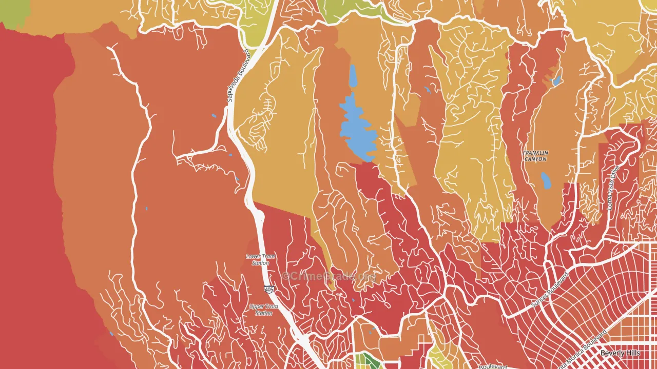 Bel Air, Los Angeles, CA Map of Arson Rates