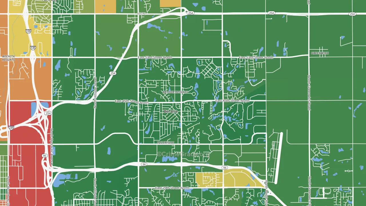 Bel Aire, KS Map of Arson Rates