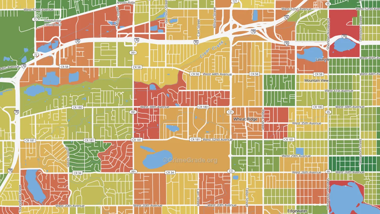 Bel Aire, Wheat Ridge, CO Map of Arson Rates