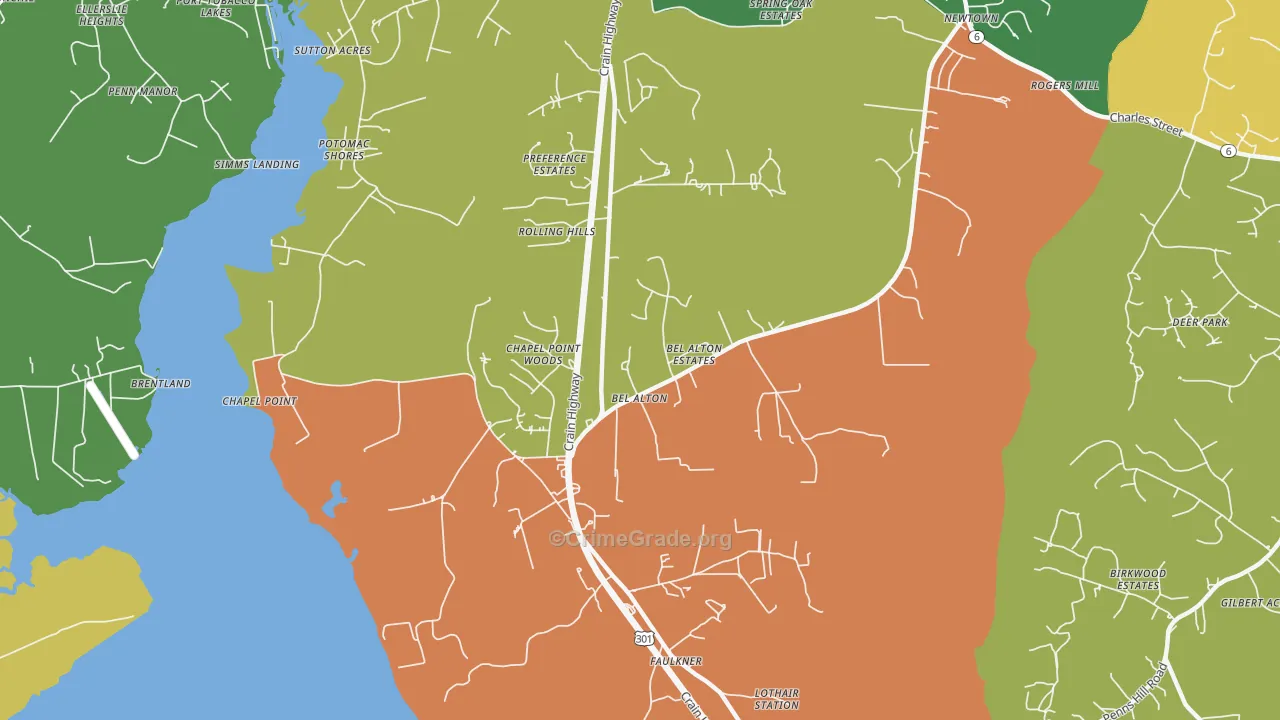 Bel Alton, MD Map of Arson Rates