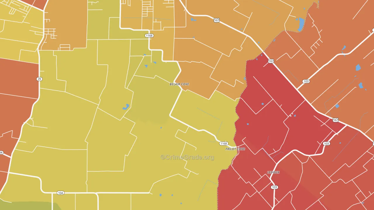 Belair Cove, LA Map of Arson Rates