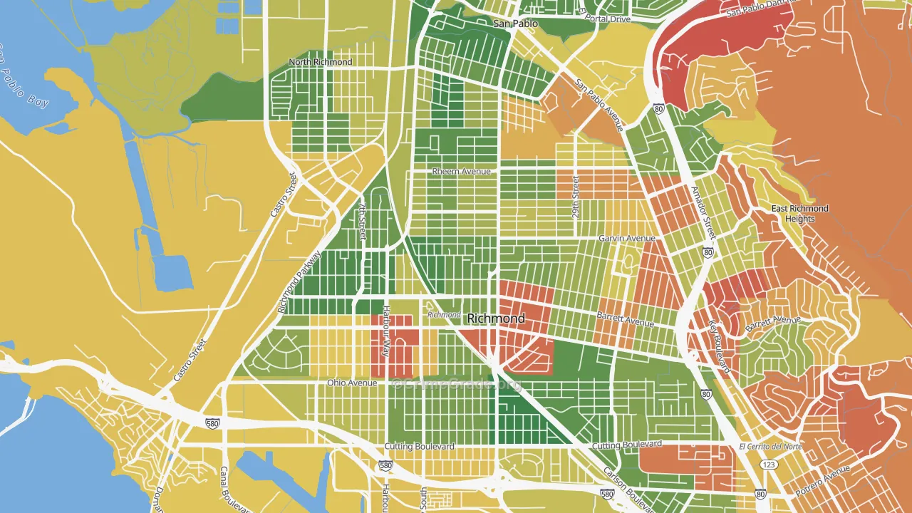 Belding Woods, Richmond, CA Map of Arson Rates