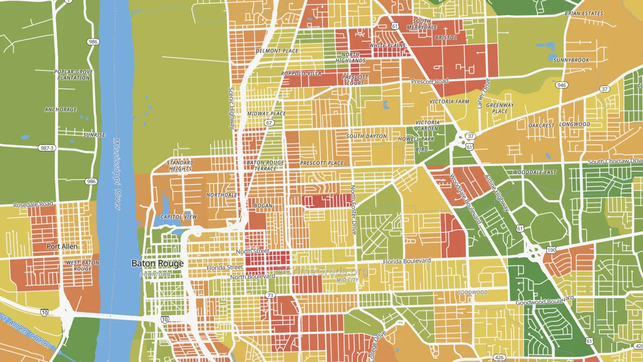 Belfair, Baton Rouge, LA Map of Arson Rates