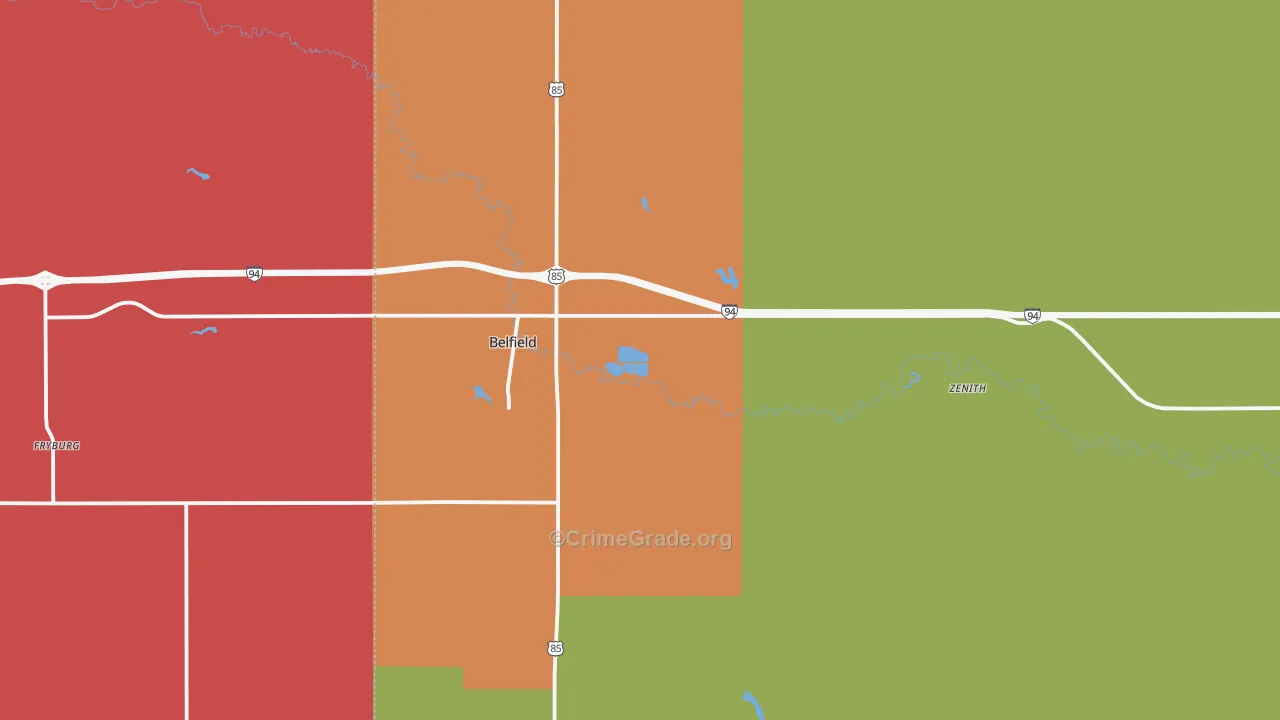 Belfield, ND Map of Arson Rates