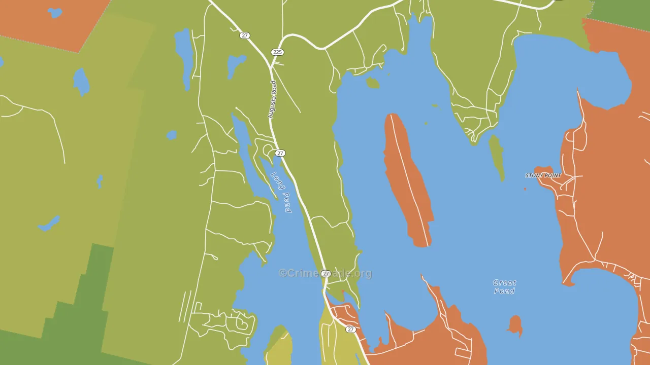 Belgrade Lakes, ME Map of Arson Rates