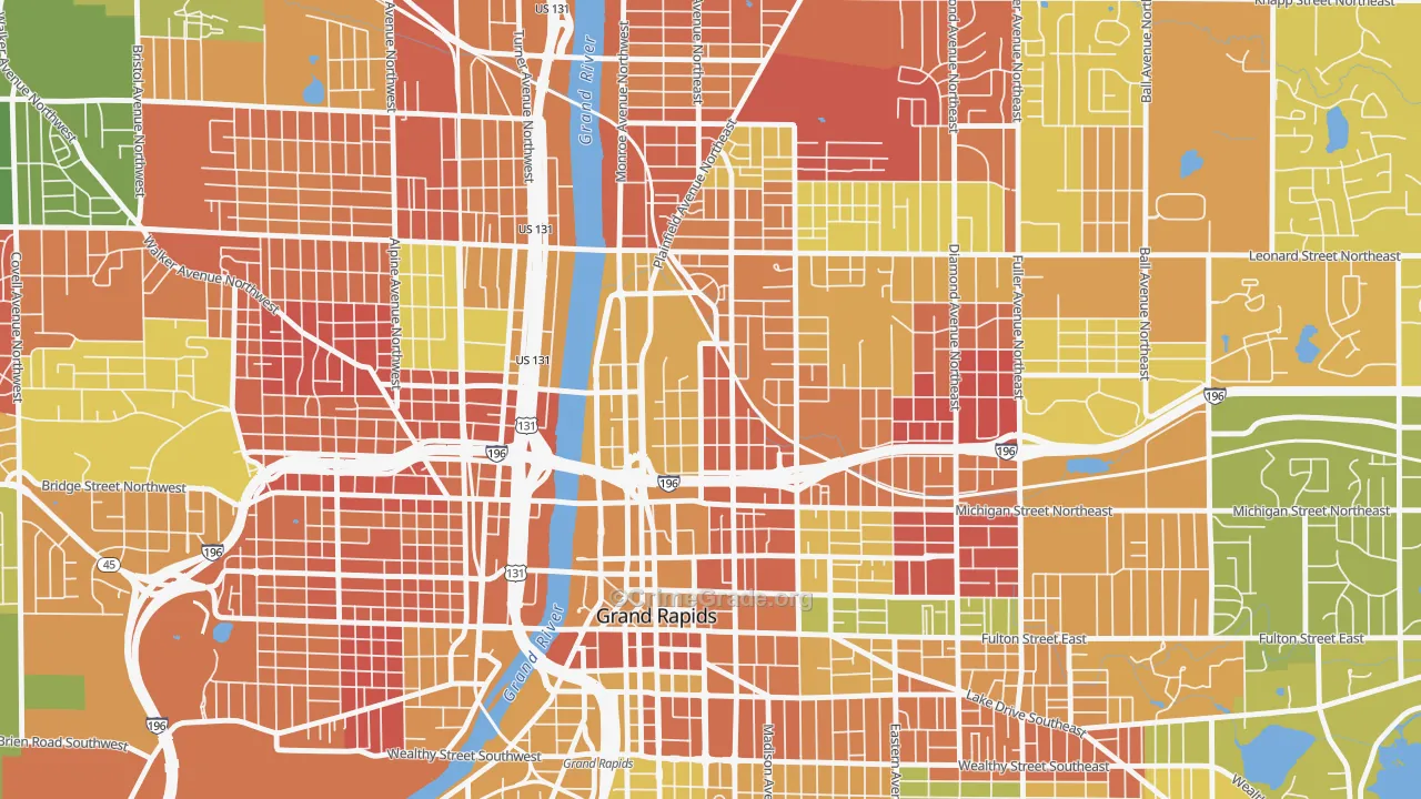 Belknap Lookout, Grand Rapids, MI Map of Arson Rates