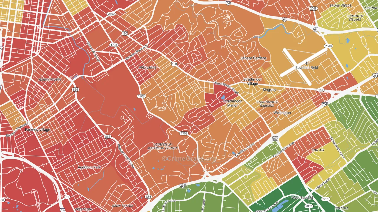 Belknap, Louisville, KY Map of Arson Rates