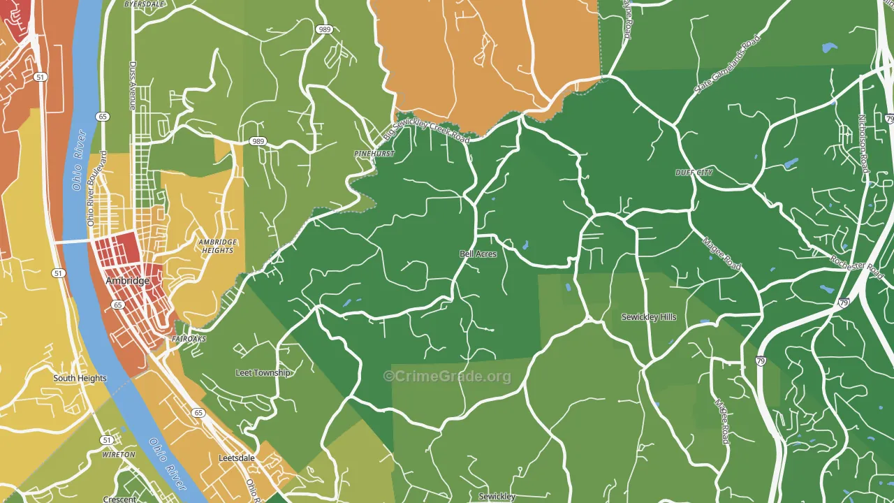 Bell Acres, PA Map of Arson Rates