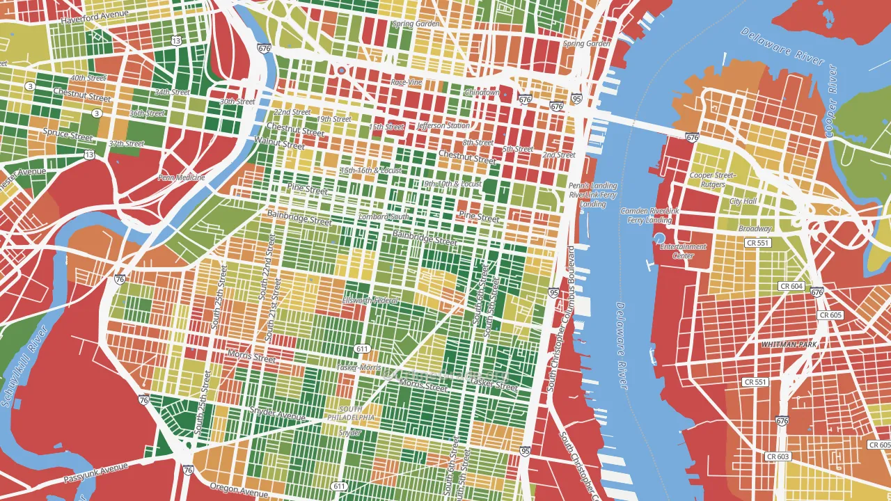 Bella Vista, Philadelphia, PA Map of Arson Rates