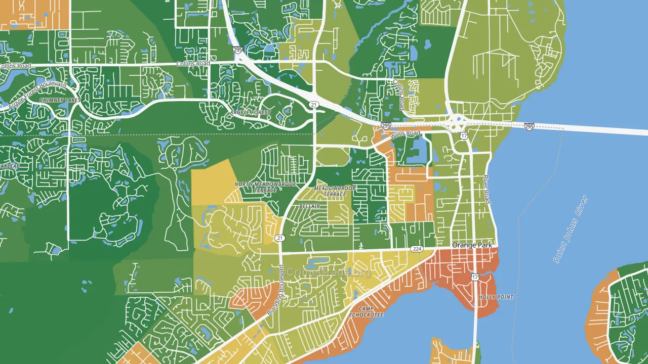 Bellair-Meadowbrook Terrace, FL Map of Arson Rates