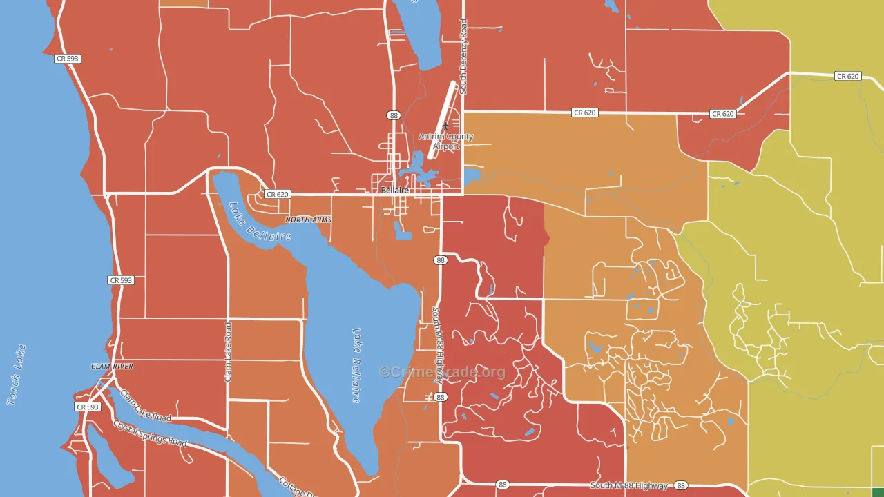 Bellaire, MI Map of Arson Rates