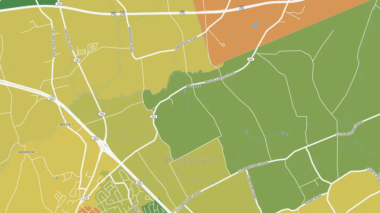 Bellaire, PA Map of Arson Rates