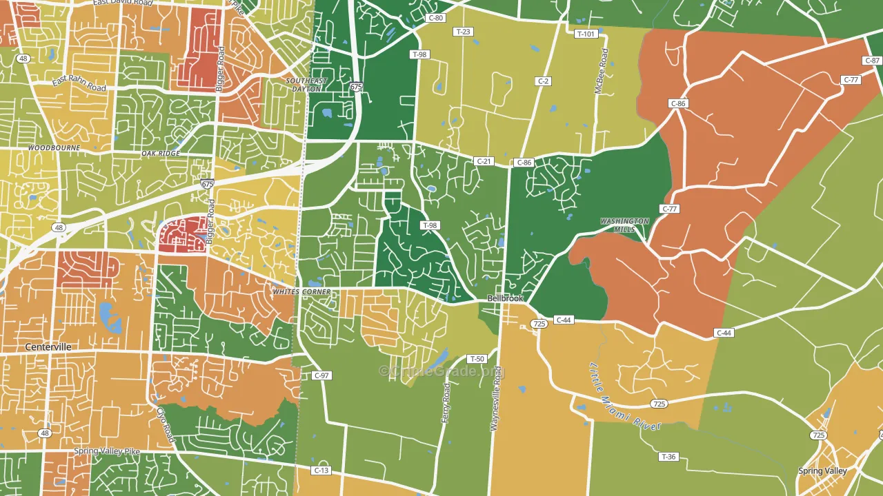 Bellbrook, OH Map of Arson Rates