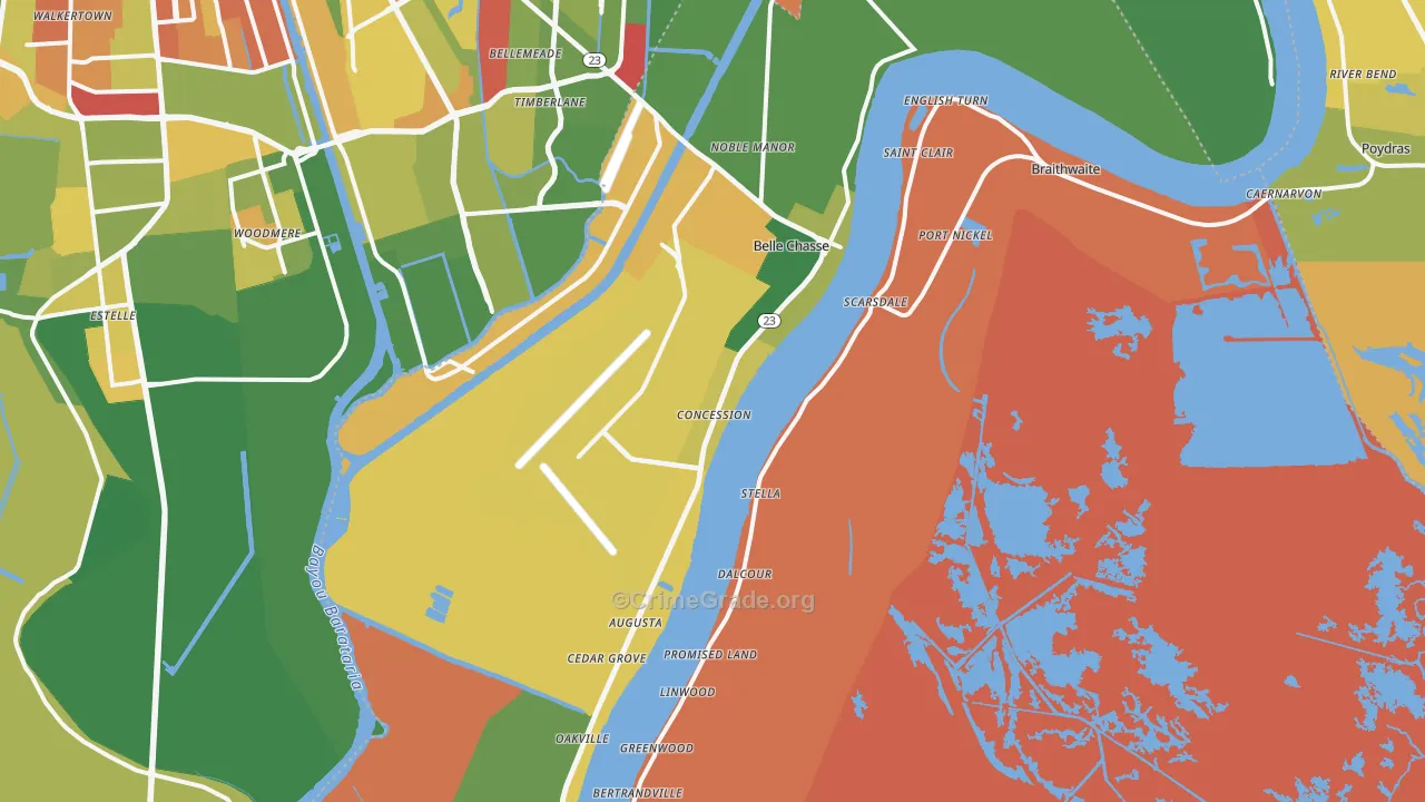 Belle Chasse, LA Map of Arson Rates