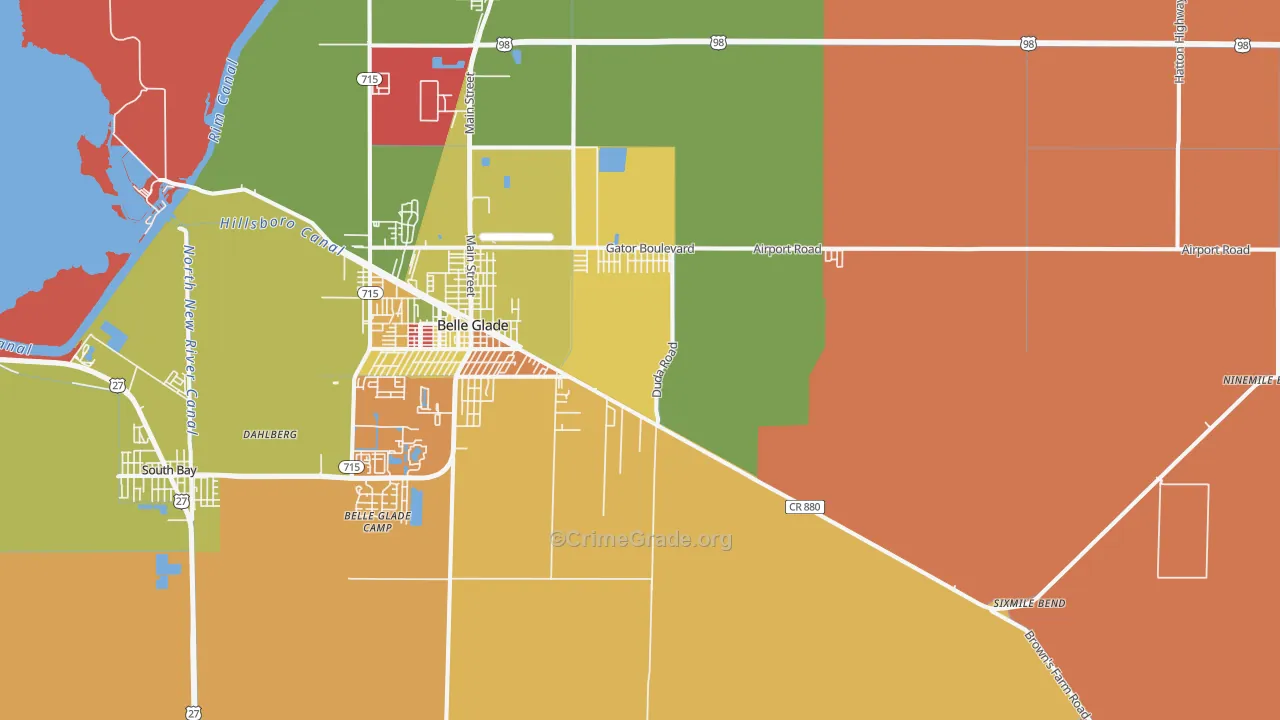 Belle Glade Camp, FL Map of Arson Rates